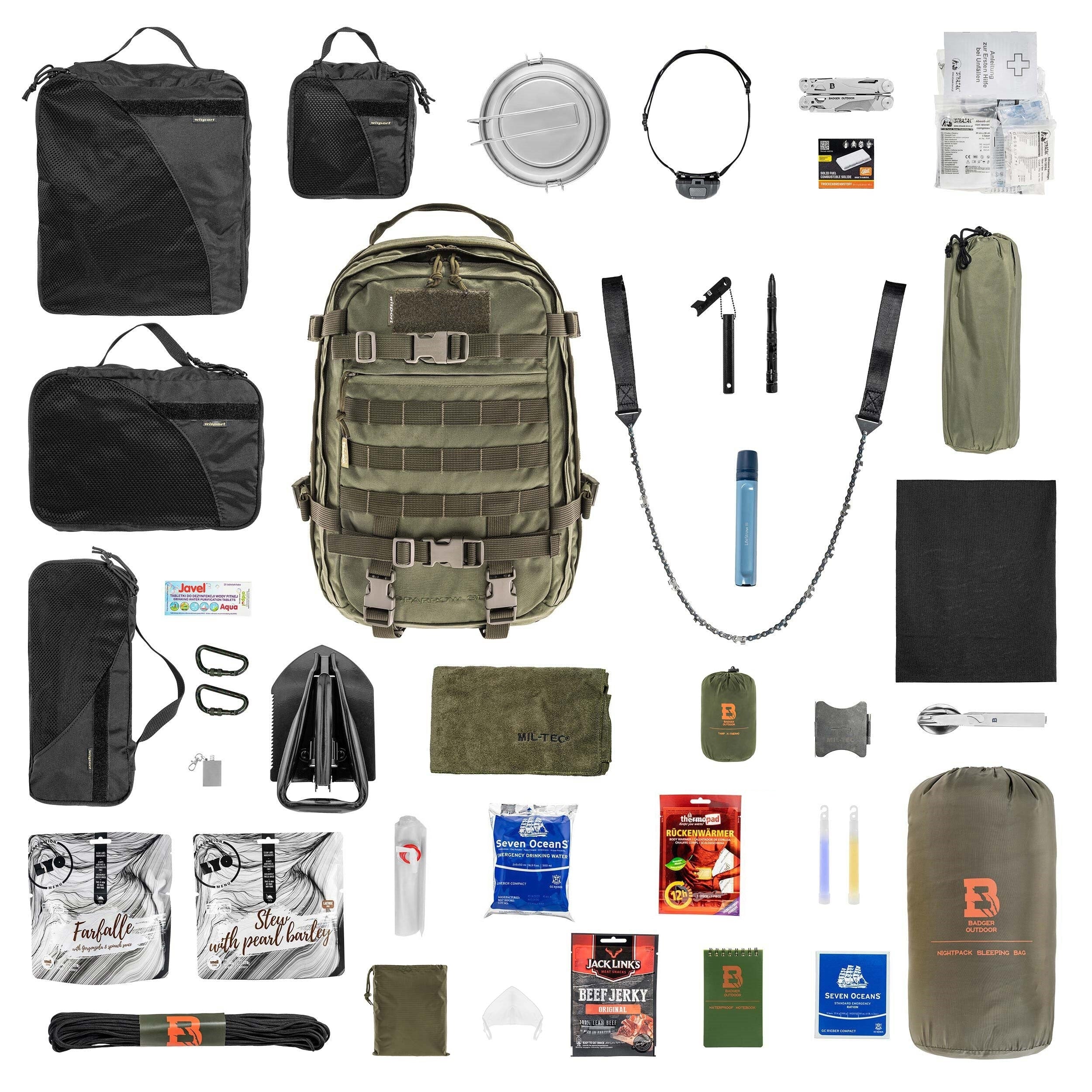 Plecak ewakuacyjny Wisport Sparrow II 30 l Standard - z wyposażeniem