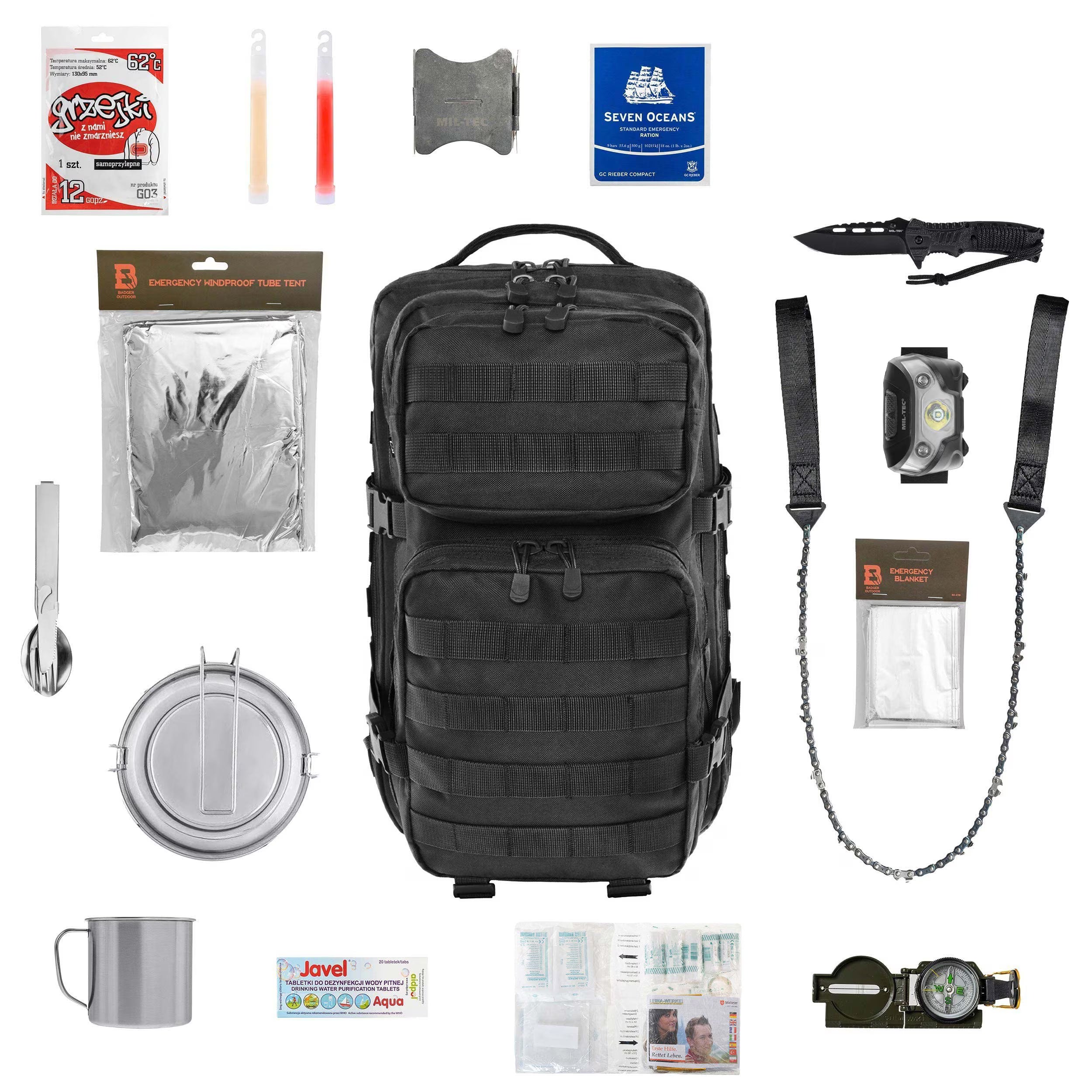 Plecak ewakuacyjny Brandit US Cooper 40 l Black Medium - z wyposażeniem