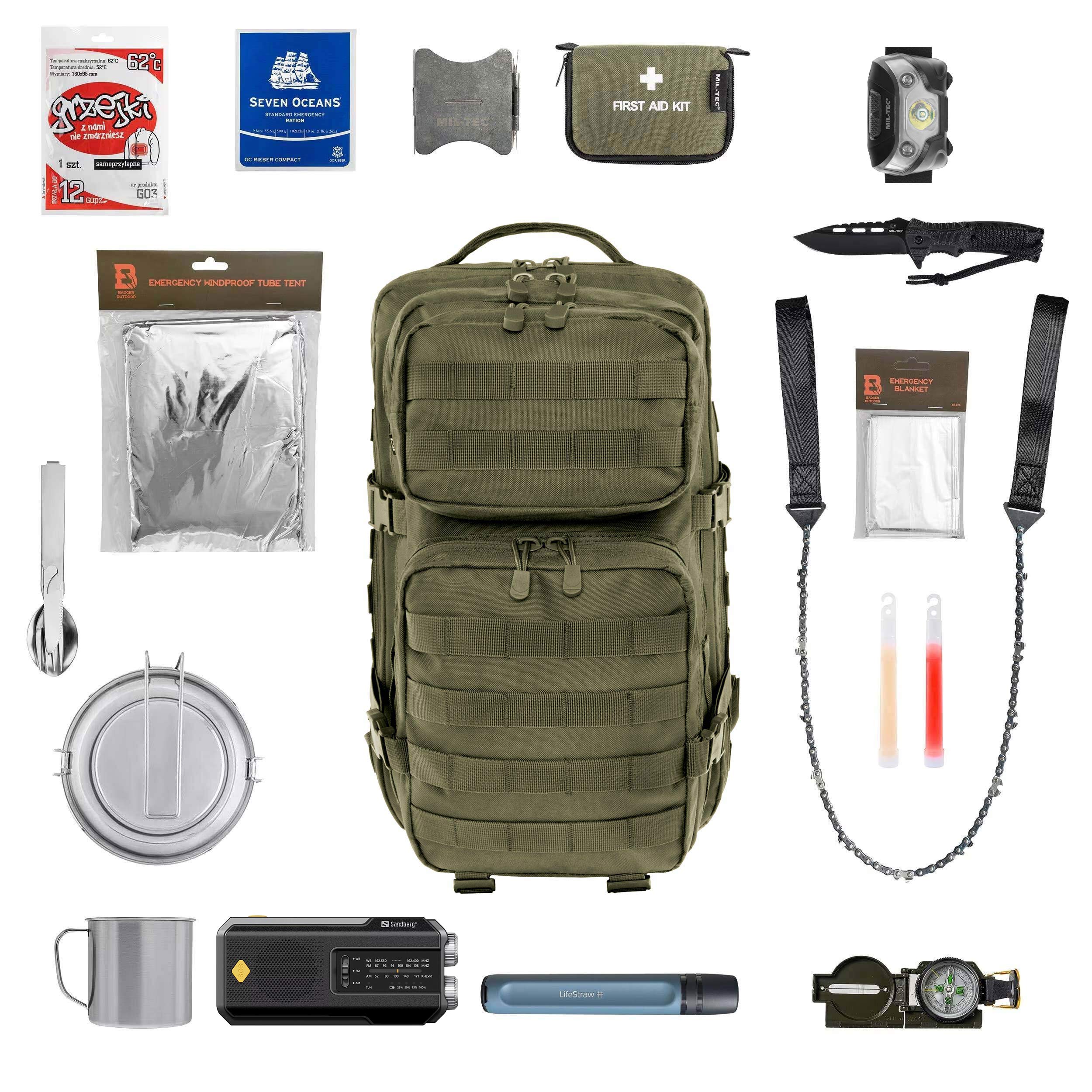 Plecak ewakuacyjny Brandit US Cooper 40 l Black Large - z wyposażeniem