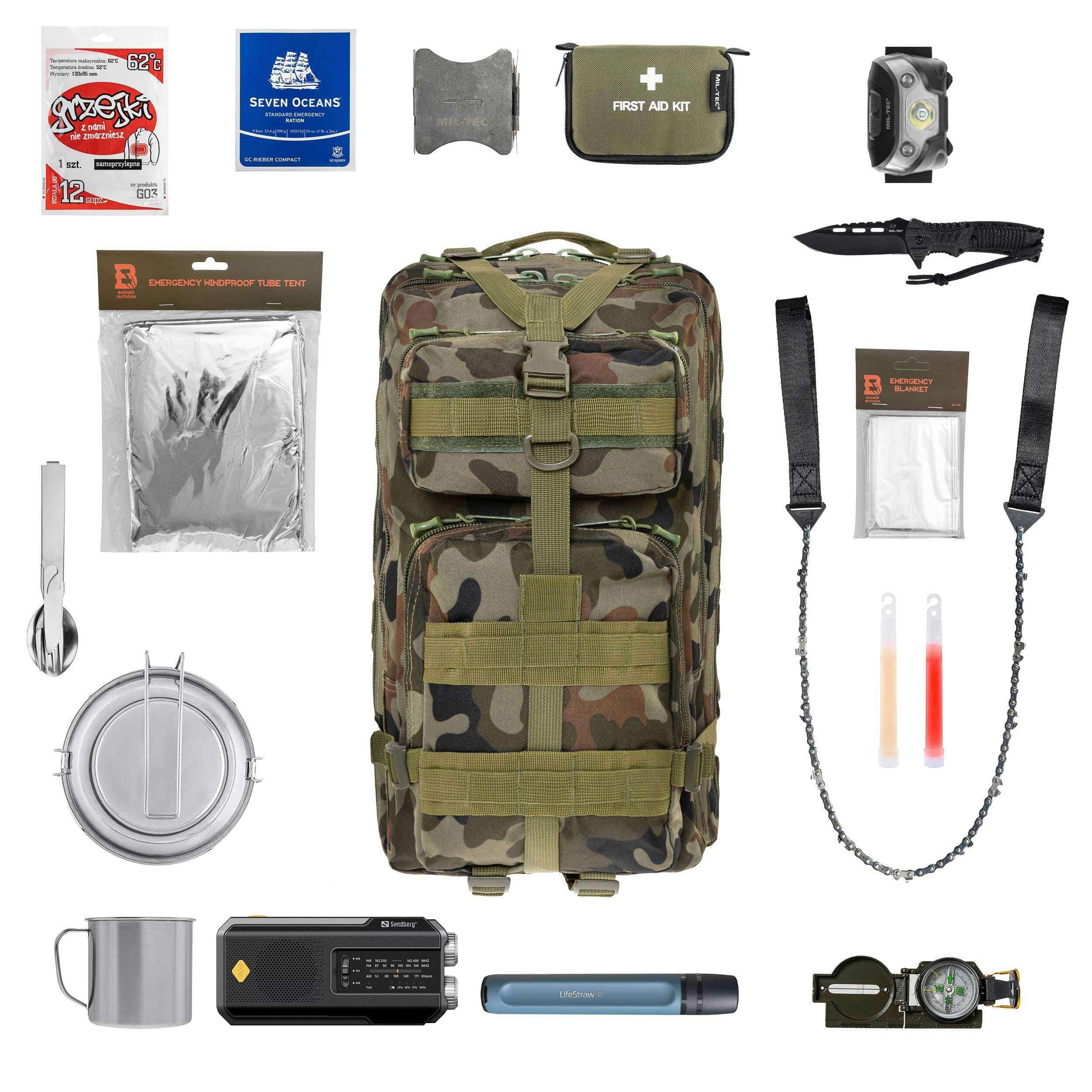 Plecak ewakuacyjny Brandit US Cooper 40 l Black Large - z wyposażeniem